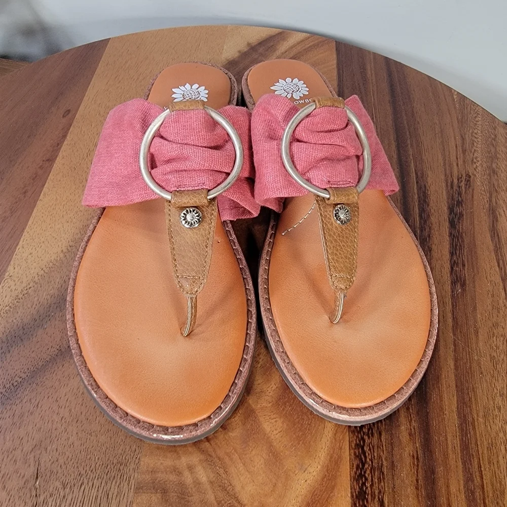 Yellow Box Pink Sandals Size 8 Fabric Thong Flats - Picture 12 of 16